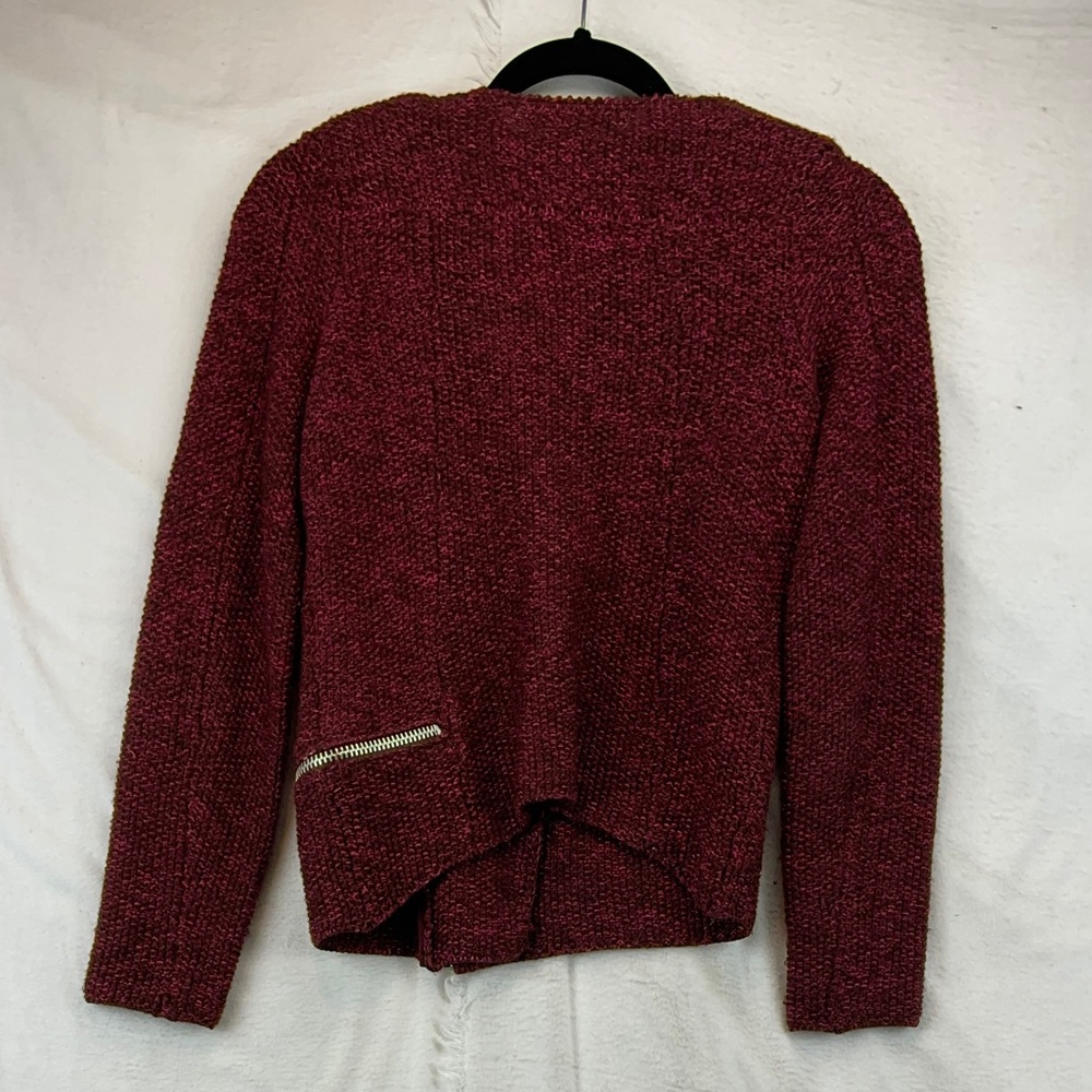 MAJE Burgundy Wool Moto Jacket - Picture 3 of 7